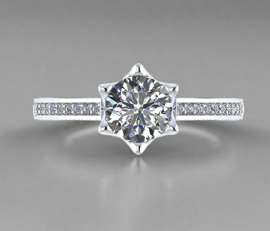 Lotus Royale Pavé Diamond Engagement Ring