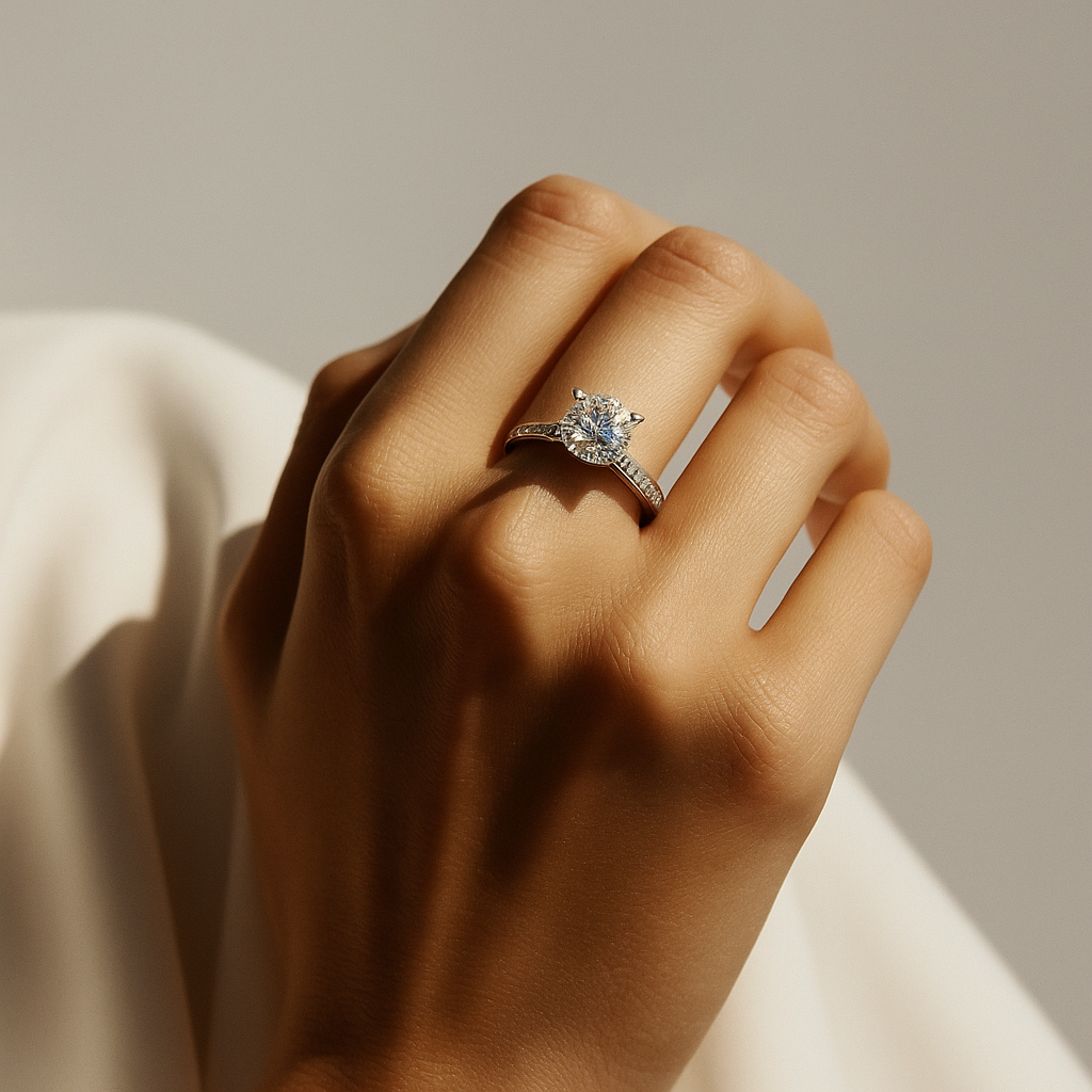 Lotus Royale Pavé Diamond Engagement Ring